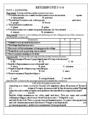 Bài tập Tiếng Anh Lớp 9 - Unit 1+2+3
